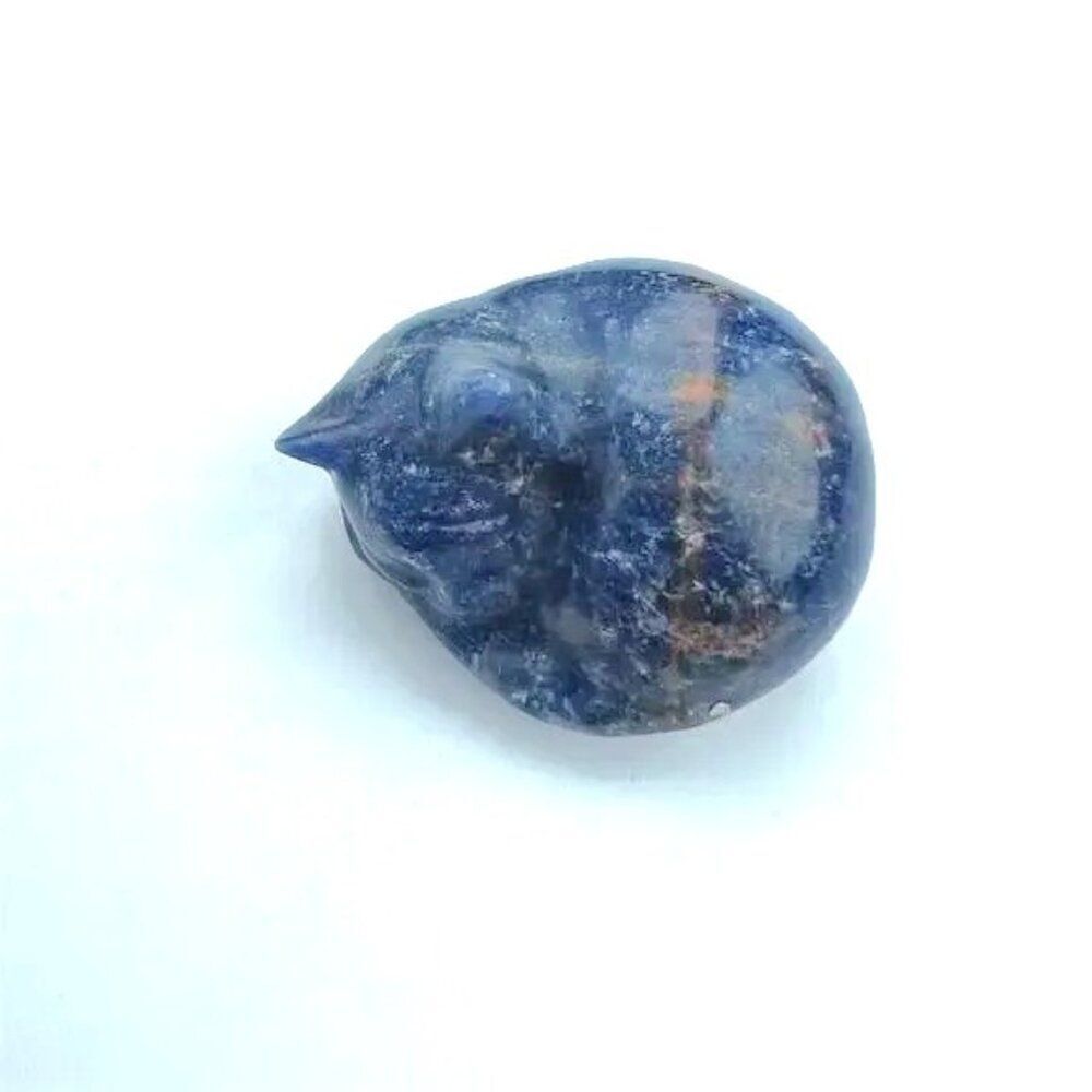 Blue Sodalite Handcrafted Cat Figurine Crystal Gemstone Decor